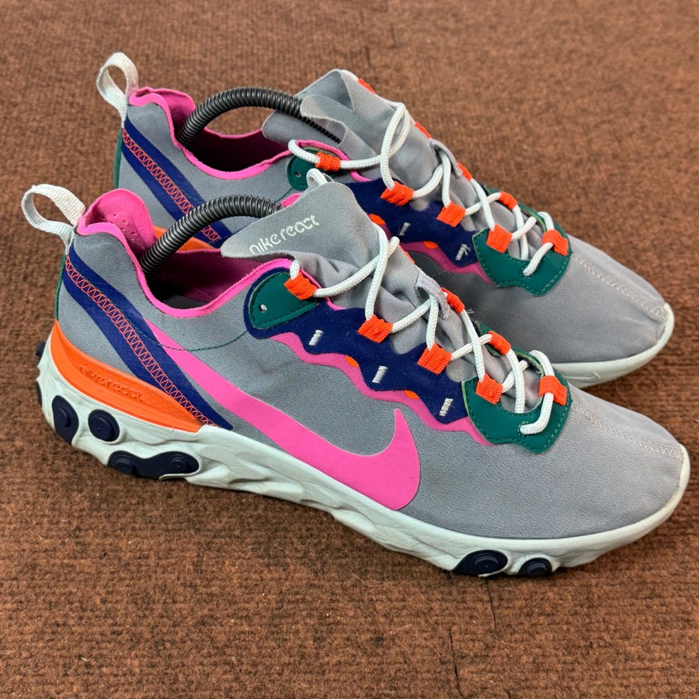 A- Nike React Element 55 Womens Wolf Grey Hyper Pink Sneakers BQ2728-006 Size 12